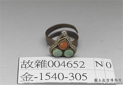 银镀金珊瑚苗石铜戒指