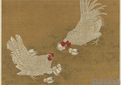 明宣宗画子母鸡图　轴